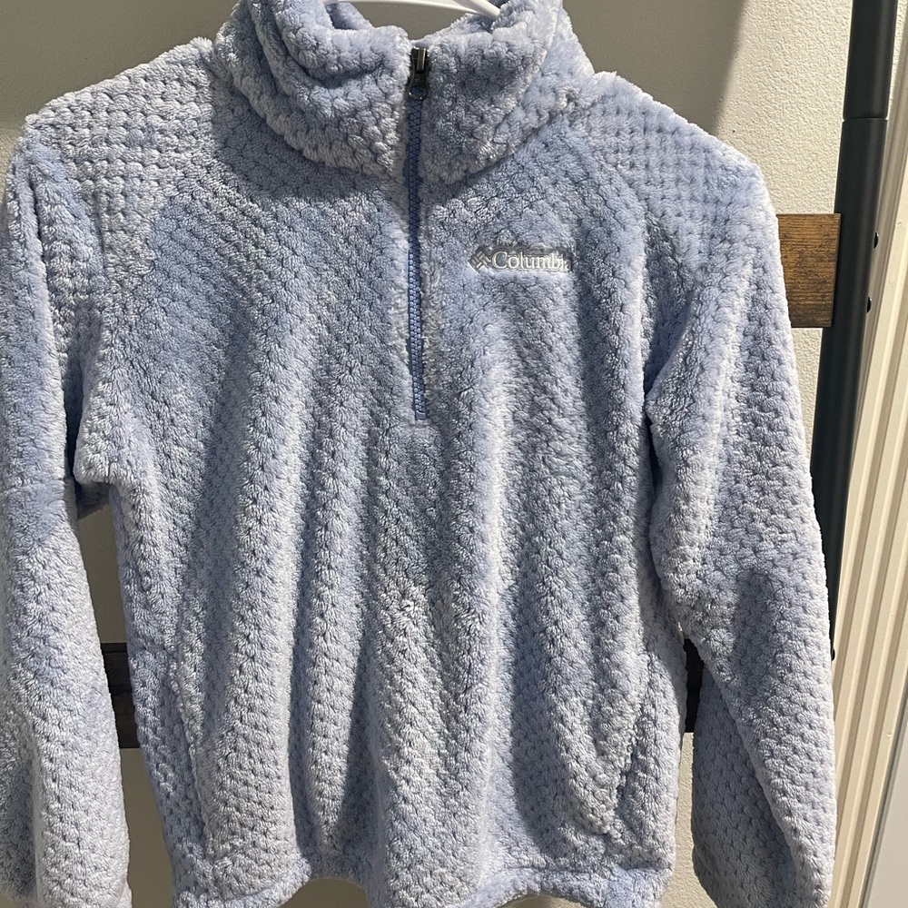Columbia Soft Blue Textured Fleece Jacket